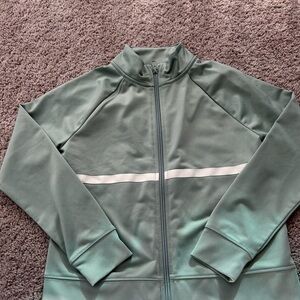 Athletic Works Light Sage & White Zip-Up Girls Jacket Size M